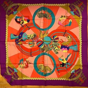 Hermes “circus” Animal Print Silk Scarf